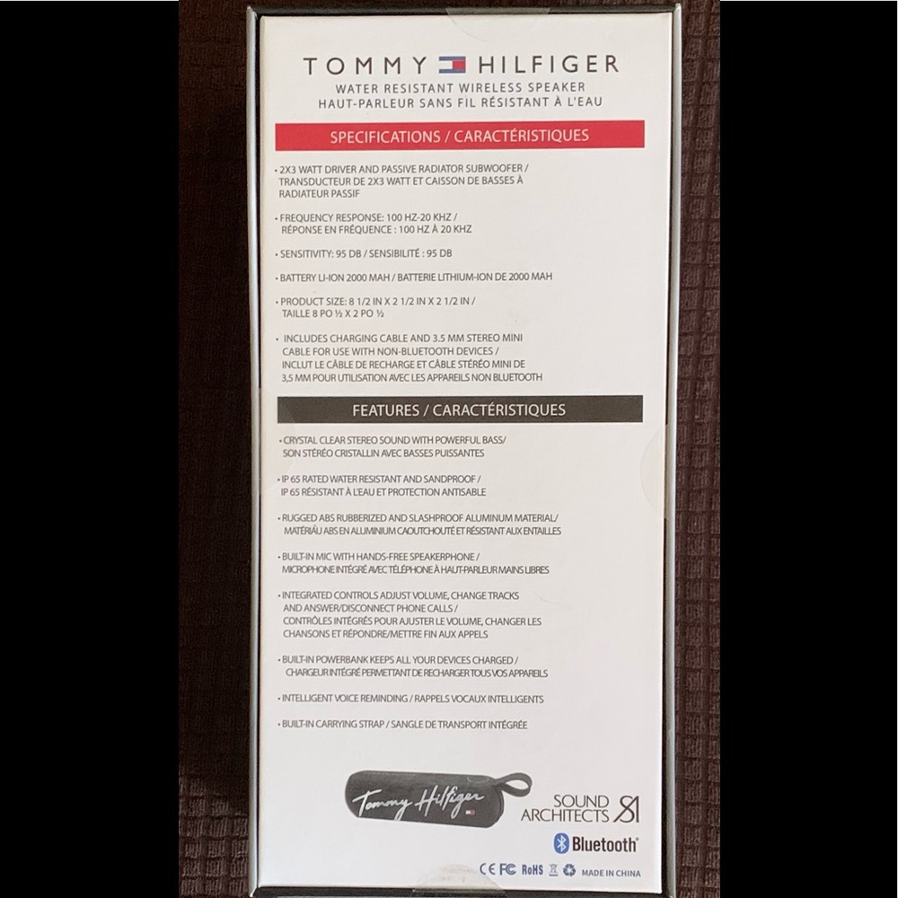 Tommy Hilfiger water resistant wireless speaker Black Never opened - Picture 2 of 5